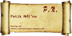 Petik Nóna névjegykártya